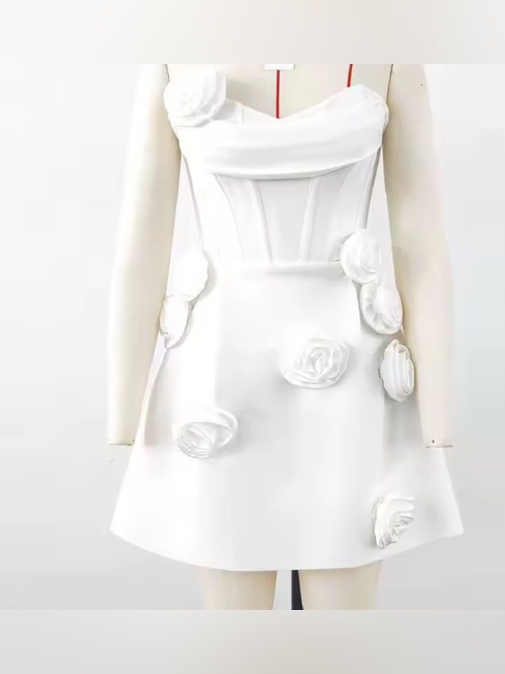 NEW $185 Strapless White Floral Appliqué Mini Dress - Picture 2 of 7
